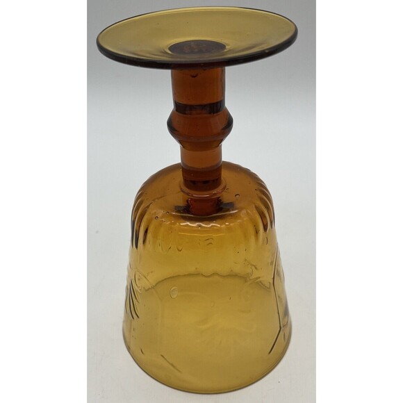 Vintage Amber "Circleware" Glass Water Wine Goblet Made in China Fleur de lis - Picture 5 of 6